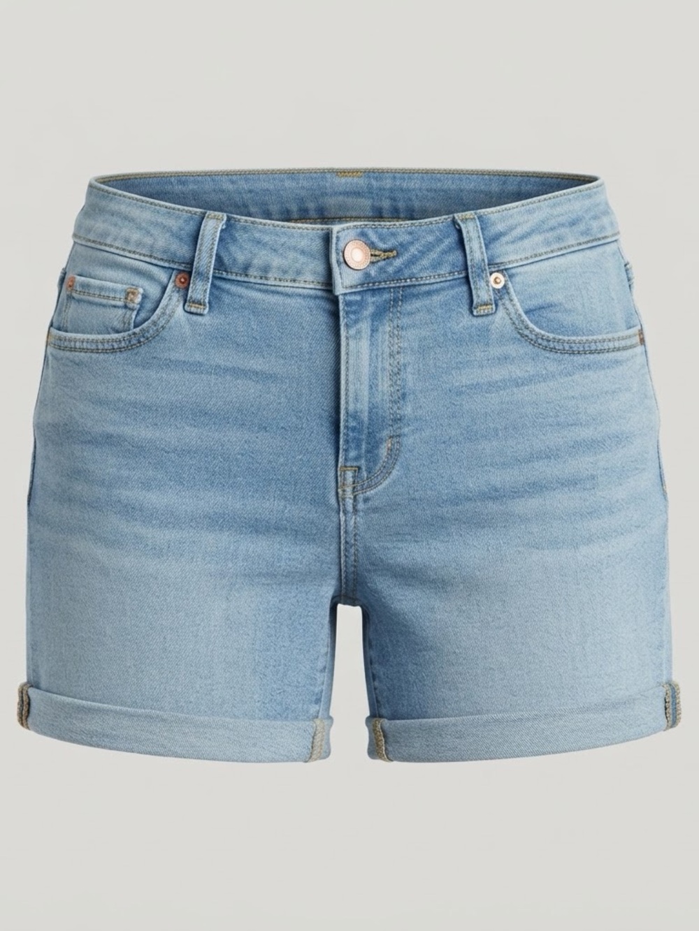 Sonoma Women’s Denim Bermuda Shorts Size 14P High Rise Cuffed Stretch Blue
